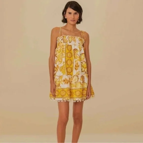 Farm Rio Off-White Aura Floral Mini Dress - Picture 1 of 5